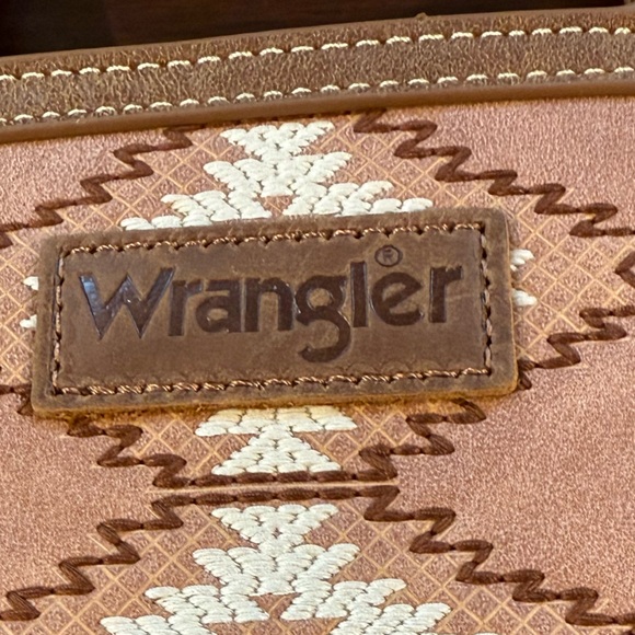 Wrangler Tan and Brown Crossbody Bag Southwestern Details Adjustable Strap NWT - Picture 2 of 7